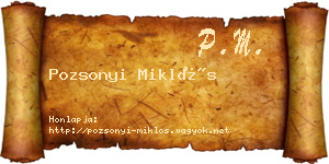 Pozsonyi Miklós névjegykártya