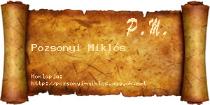 Pozsonyi Miklós névjegykártya